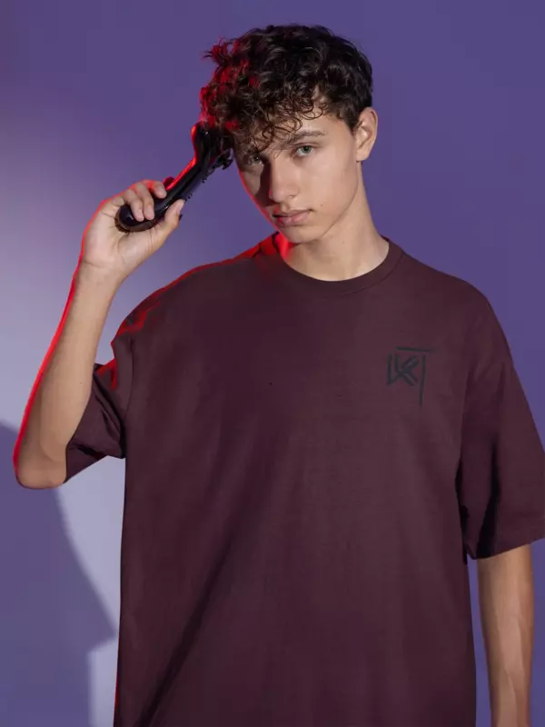 Karthi Tees:  Rock Rap Maroon | Oversized T-Shirt